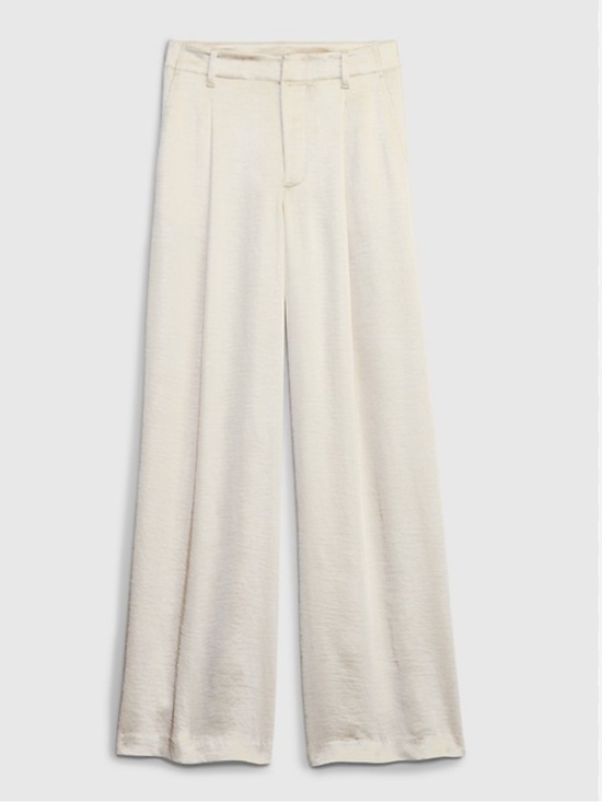 GAP Pants - High Rise Pleated Satin Wide-Leg Trousers
